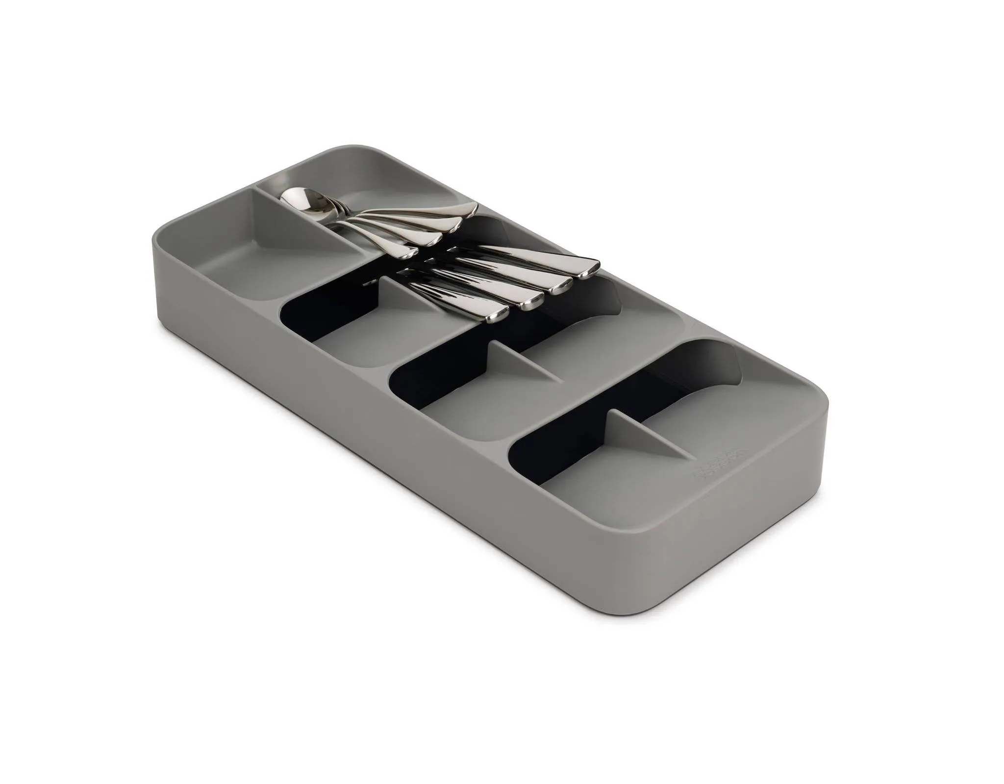 DrawerStore Large Compact Cutlery Organizer - Gray: Silverware Tray, In-Drawer Flatware Storage, Multiple Compartments