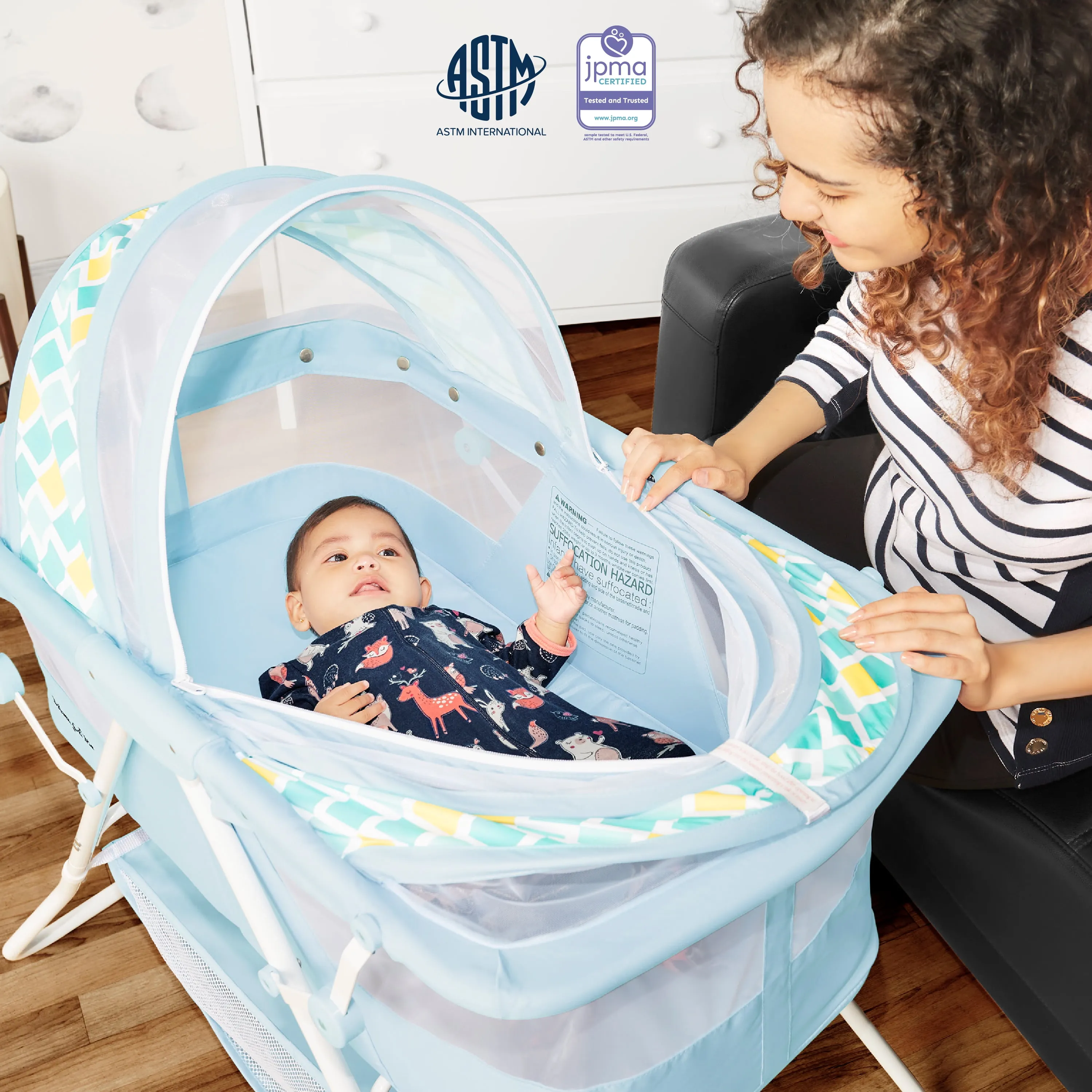 Dream On Me Karley Bassinet - Aqua - Image 4