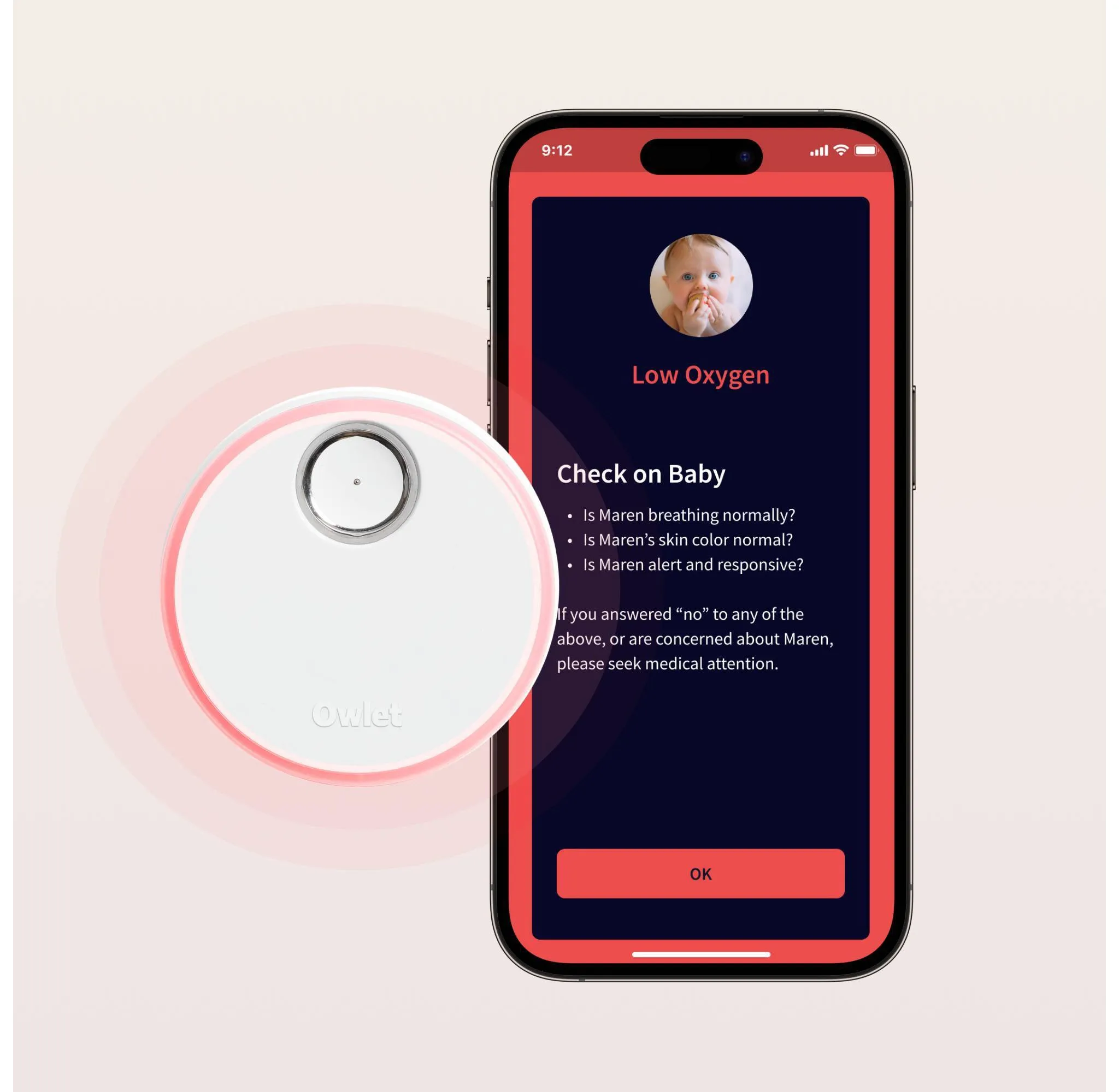 Dream Sock - Smart Baby Monitor with Live Health Readings and Notifications - Dusty Rose - Image 4