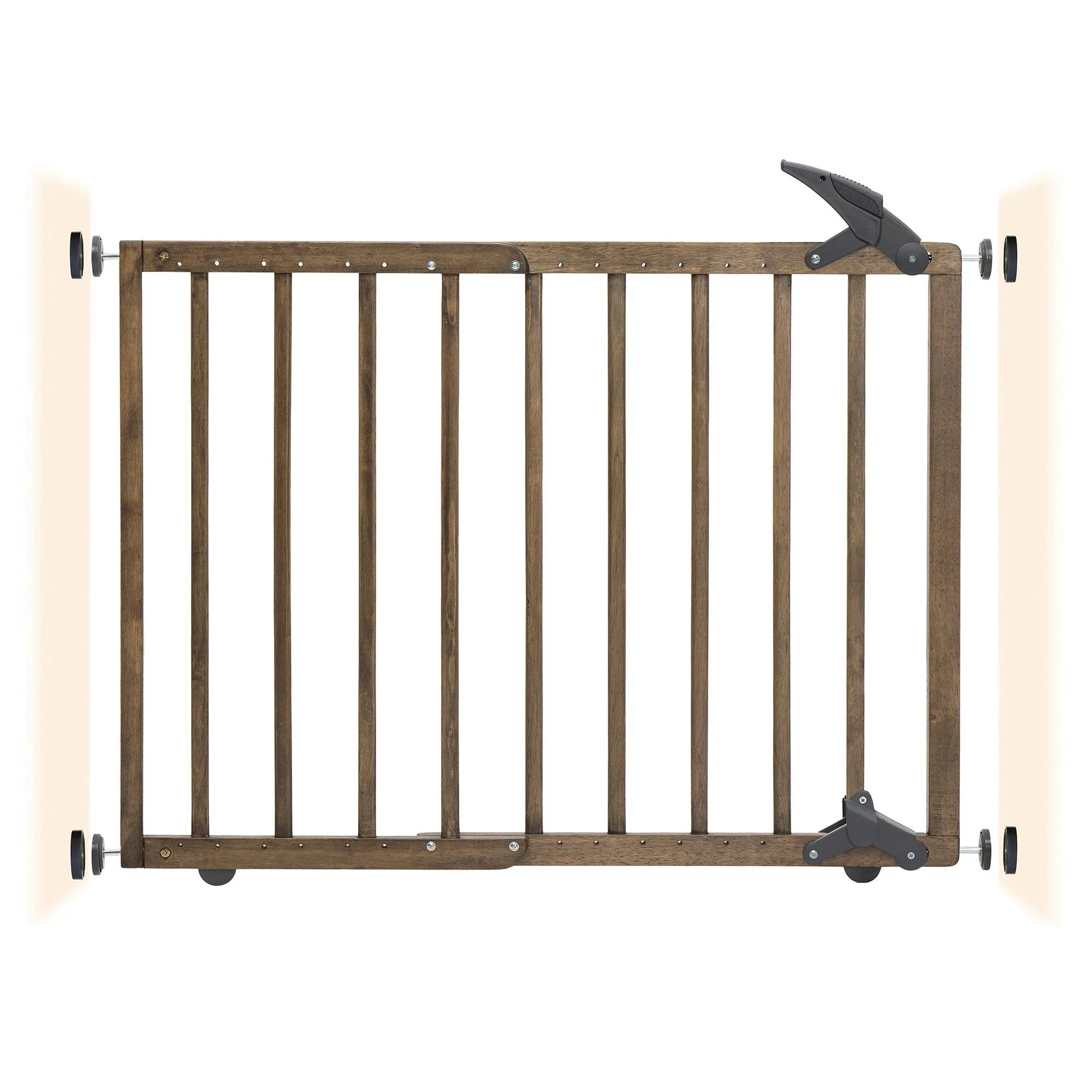 Dreambaby 27.5-41" Nottingham Rustic Wooden Baby Gate for Stairs and Doorways – Two Mount Options: Drill-in Walk Through Door Gate or No Screw Barrier - Stair Gate for Kids and Pets