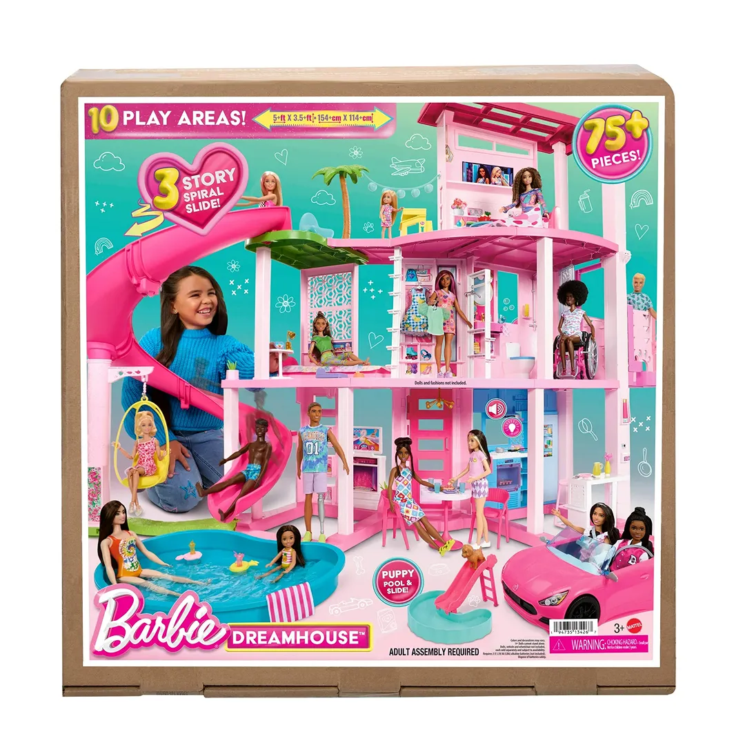 Dreamhouse, 75+ Pieces, Pool Party Doll House with 3 Story Slide - Image 5