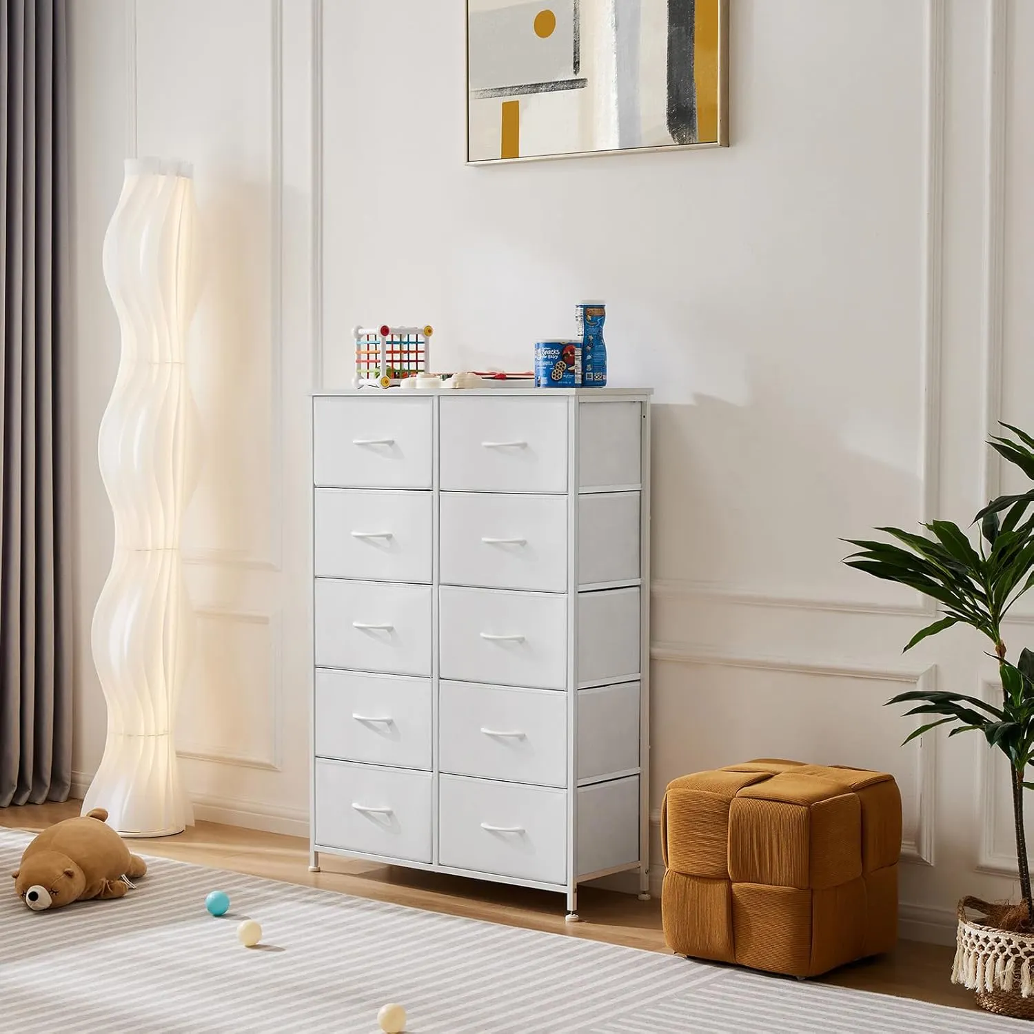 Dresser with 10 Drawers - White - Image 4