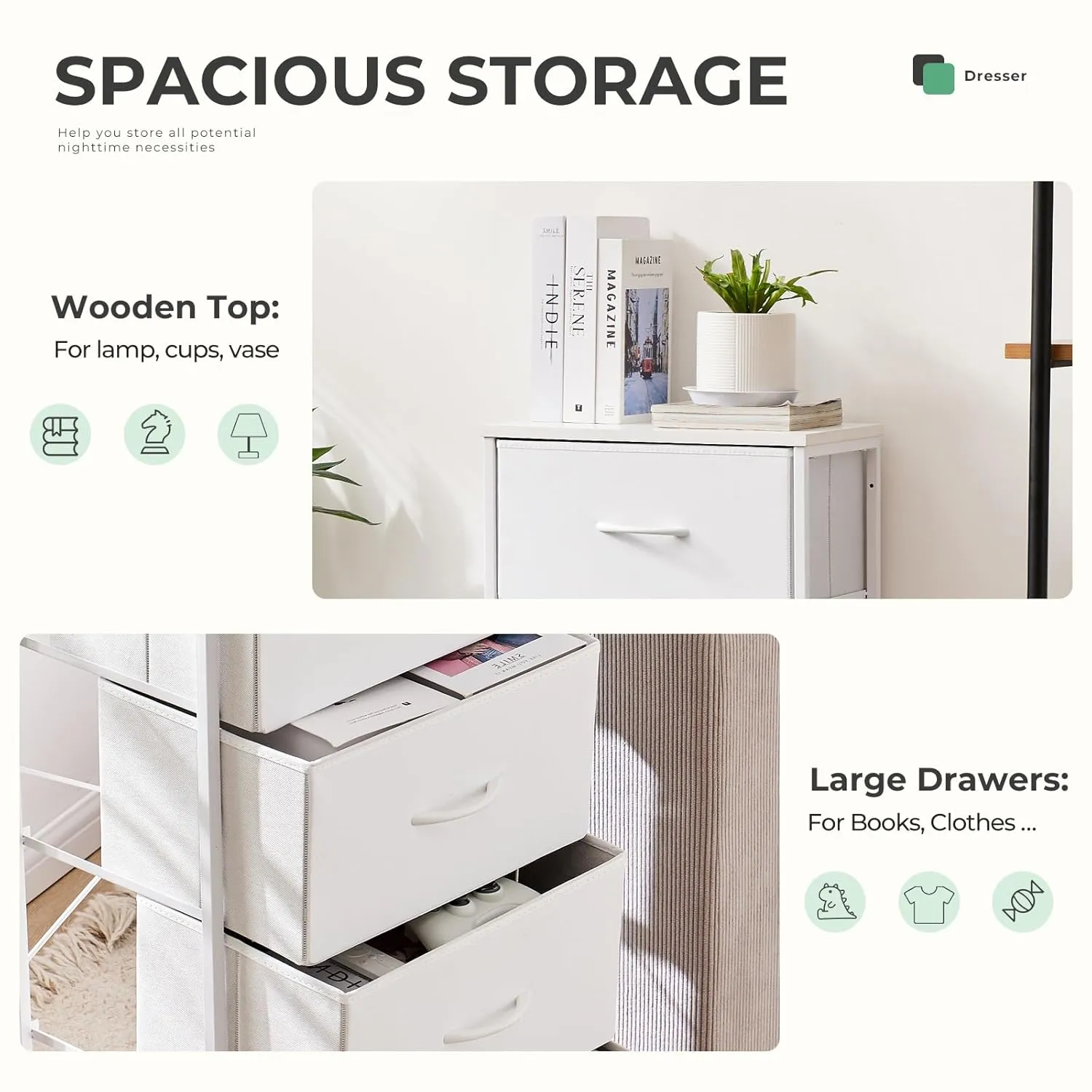Dresser with 4 Drawers - White - Image 5