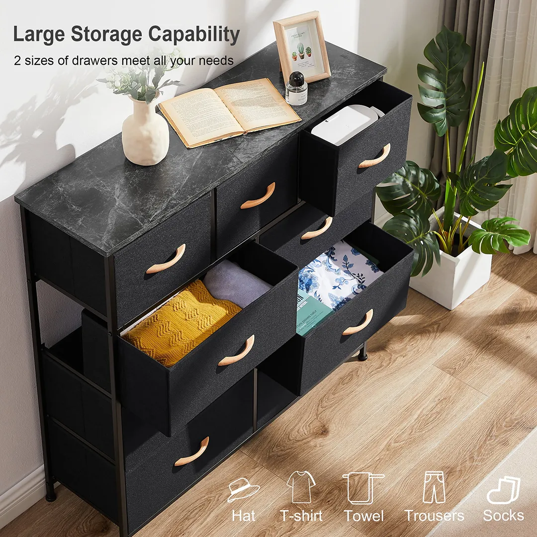 Dresser with 9 Drawers - Black - Image 3