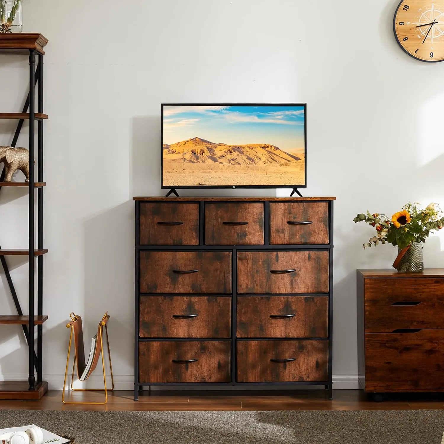 Dresser with 9 Drawers - Brown - Image 2