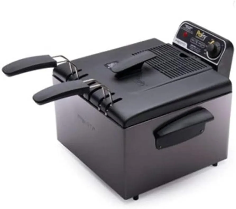 Dual Basket Deep Fryer - Black Stainless Steel - Image 2