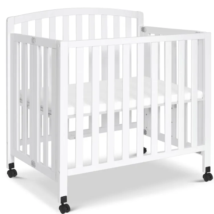 Dylan Folding Portable 3-in-1 Mini Crib and Twin Bed - White