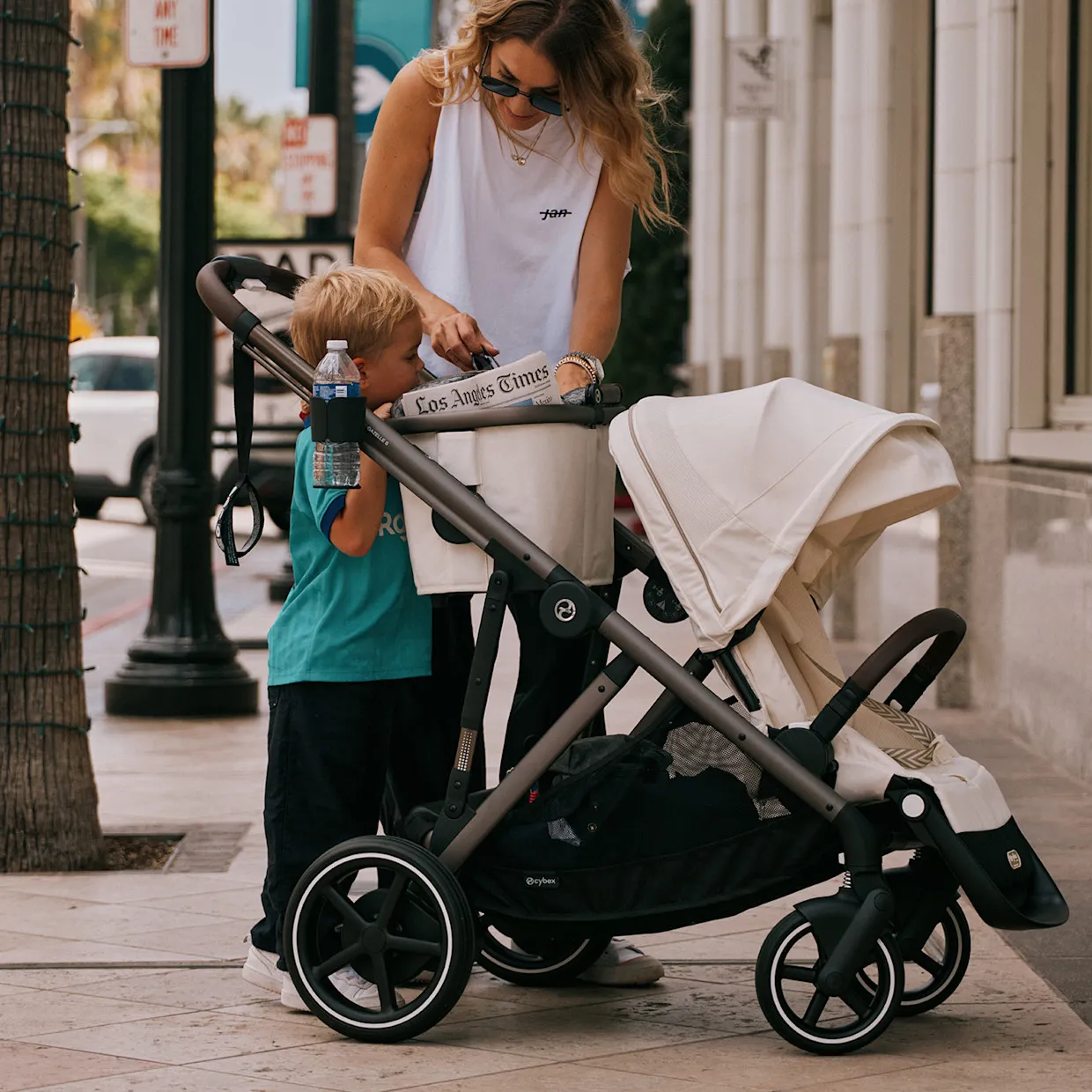 E-Gazelle S Convertible Full-Size Stroller - Almond Beige/Black - Image 7