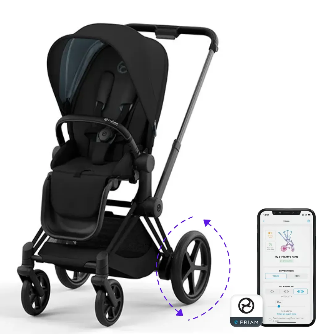 e-Priam2 Matte Black Frame + Deep Black Seat Pack