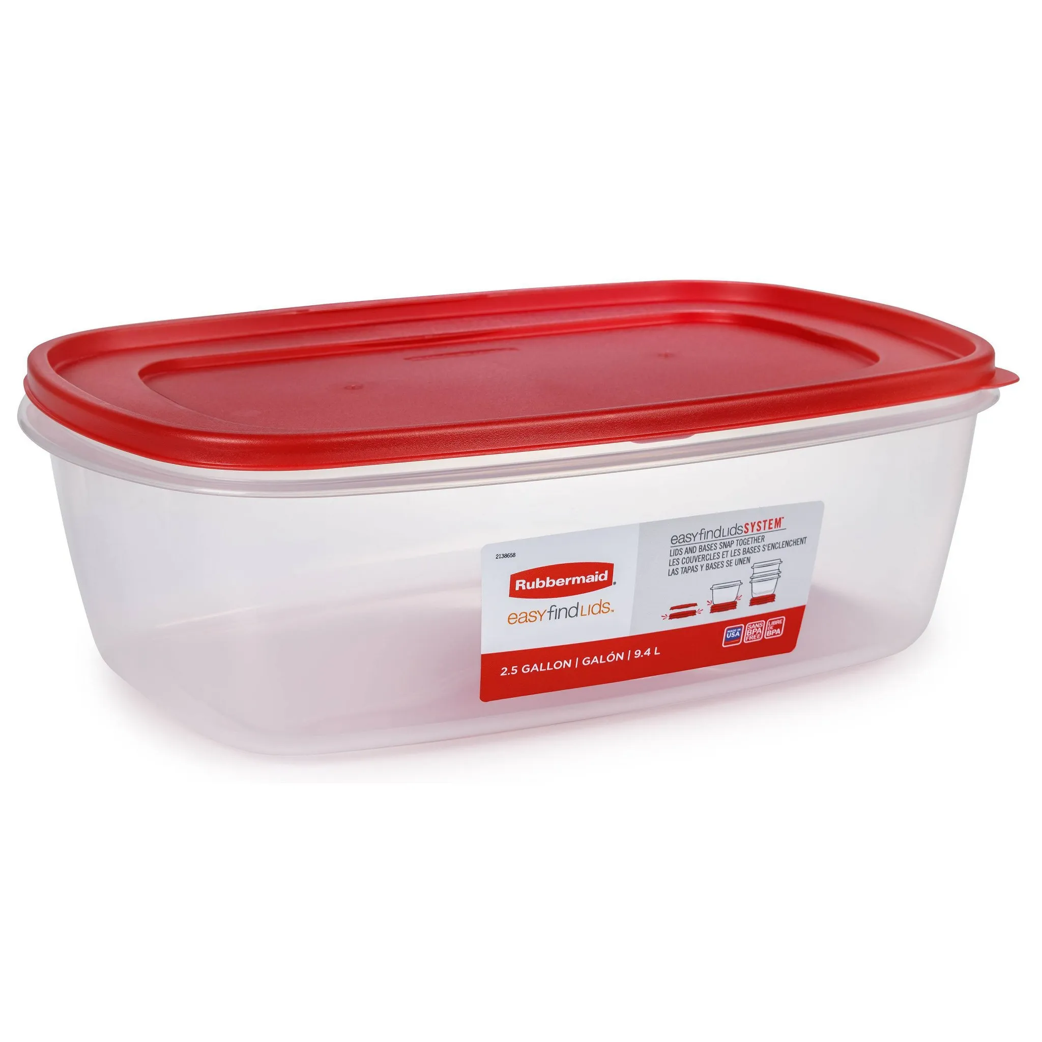 Easy Find Lids 320oz (2.5 gal) Plastic Rectangle Food Storage Container Clear