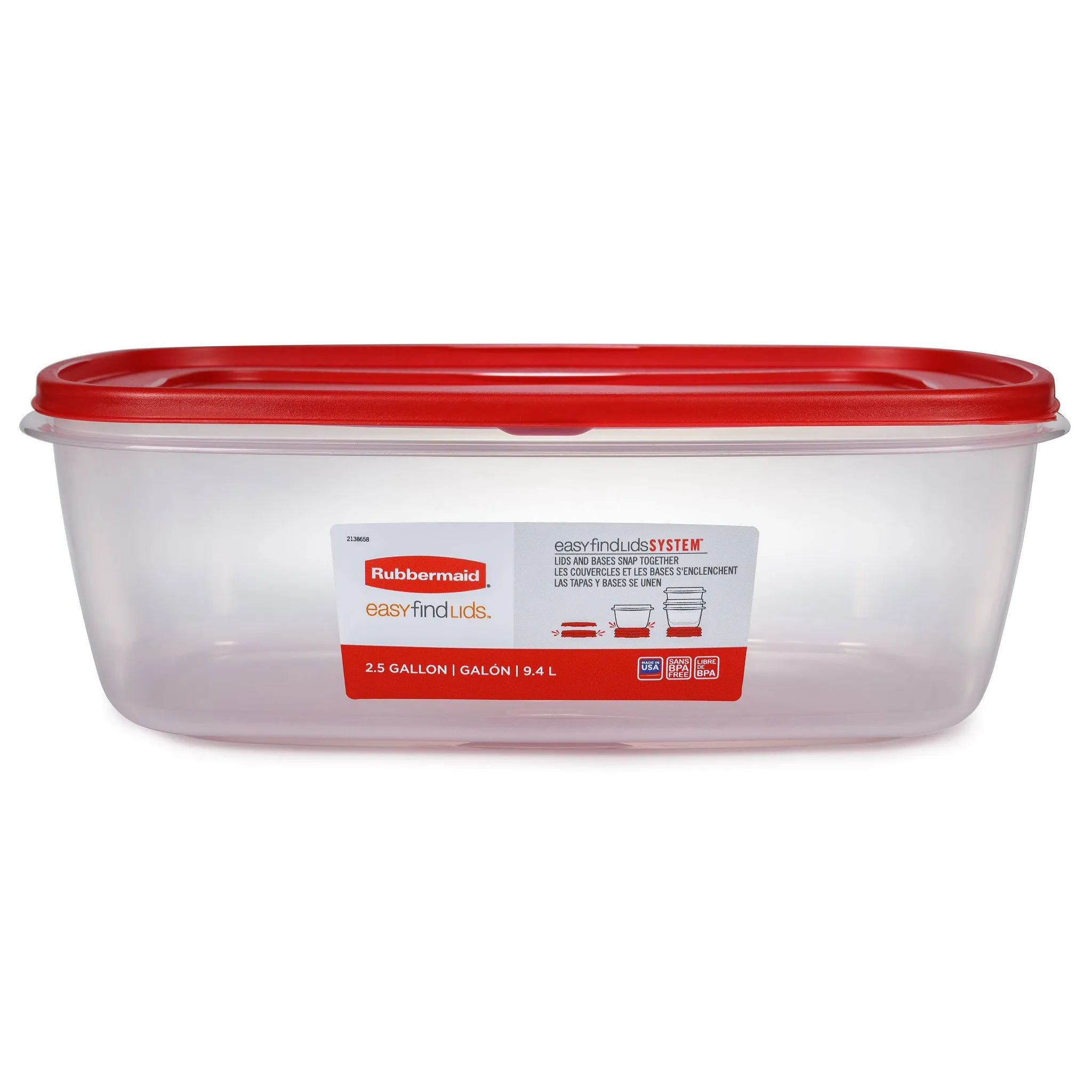 Easy Find Lids 320oz (2.5 gal) Plastic Rectangle Food Storage Container Clear - Image 2