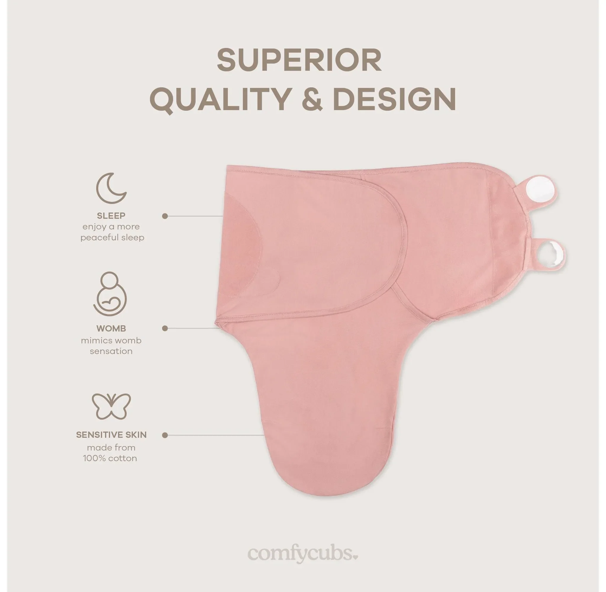3 Pack Sleep Sack Velcro - Blush, Mauve, Mulberry - Image 3