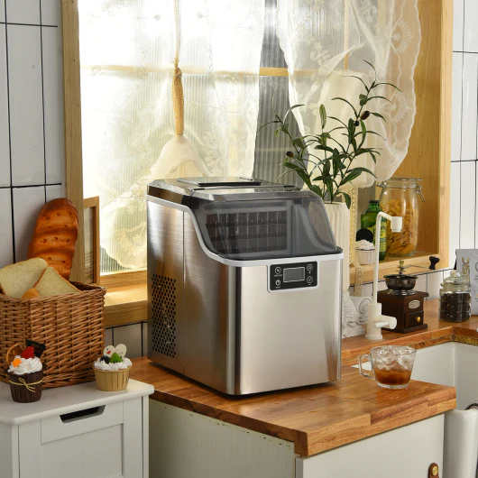 Electric Countertop Ice Maker With Ice Scoop and Basket-Sliver - Image 2
