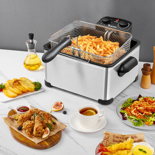 Electric Deep Fryer 5.3QT/21-Cup Stainless Steel 1700W With Triple Basket - Image 2