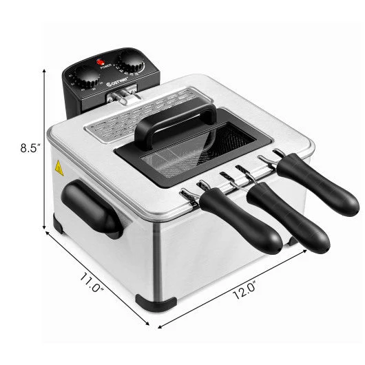 Electric Deep Fryer 5.3QT/21-Cup Stainless Steel 1700W With Triple Basket - Image 5