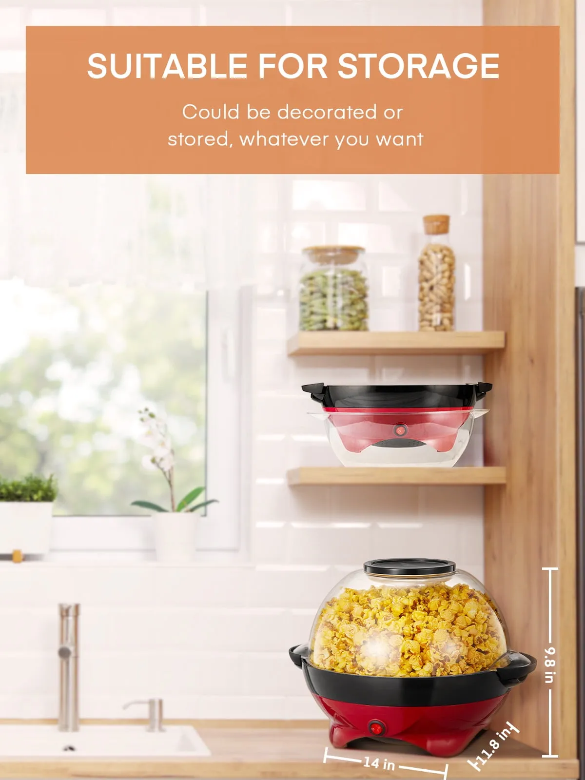 Electric Popcorn Popper - Red - Image 5