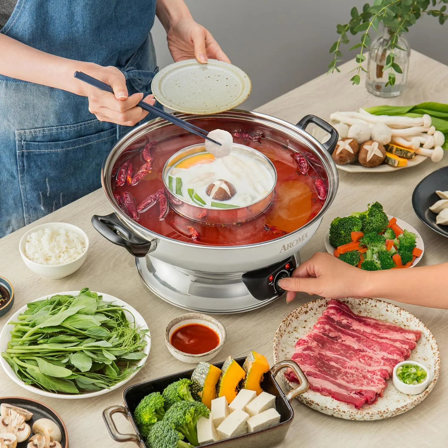 Electric Shabu Shabu Hot Pot - Silver - Image 8