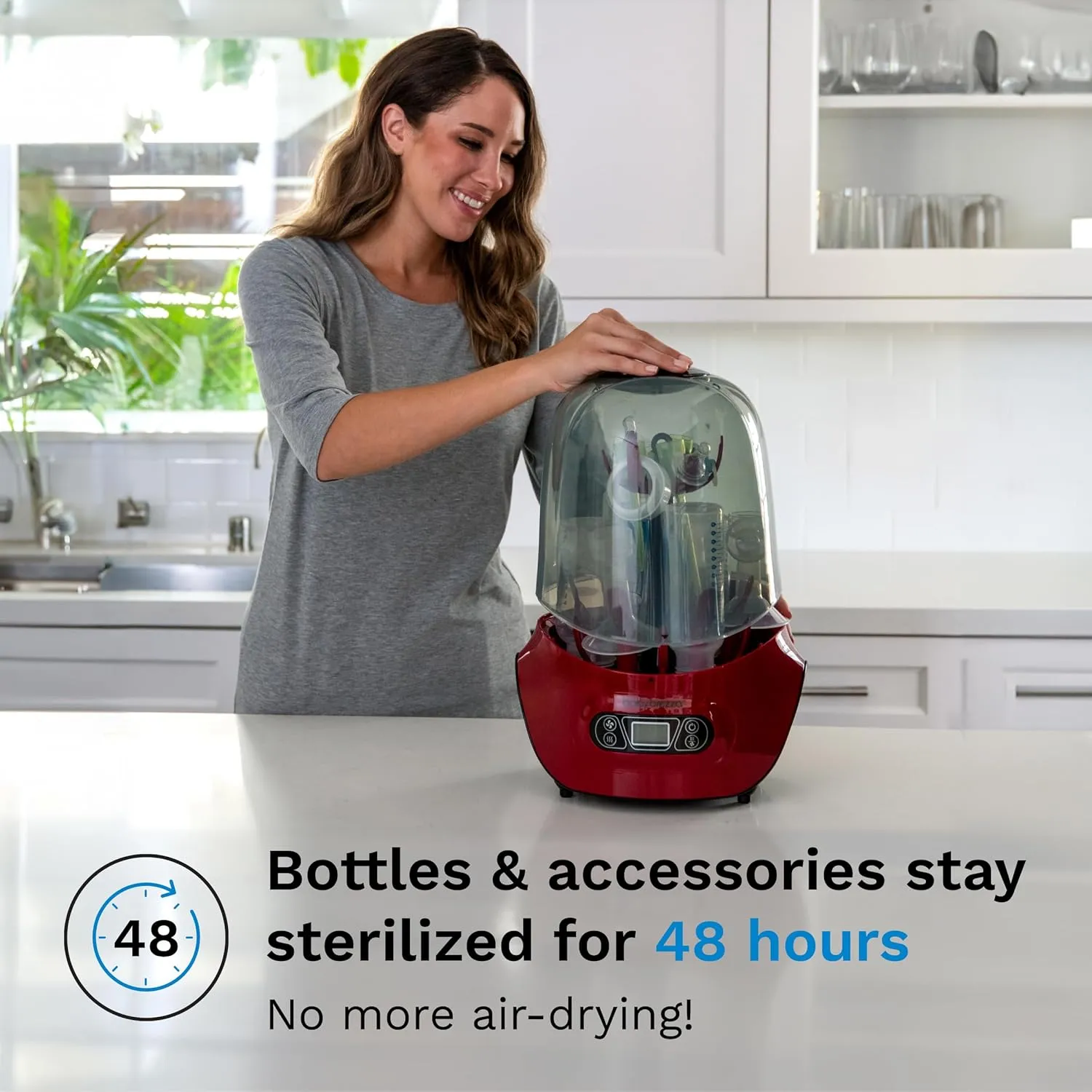 Electric Steam Baby Bottle Sterilizer and Dryer - Red - Image 4