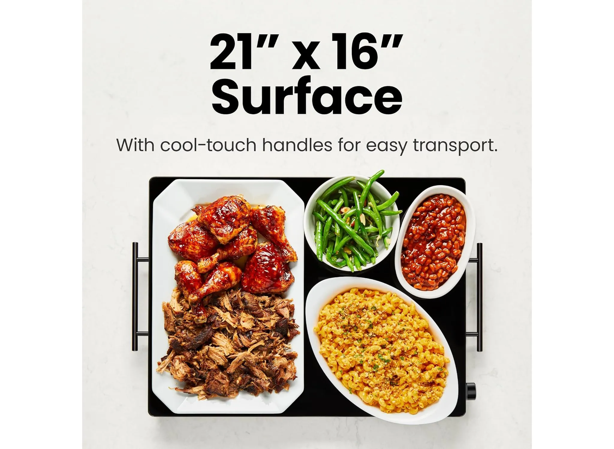 Electric Warming Tray, 21” x 16” – Black - Image 2