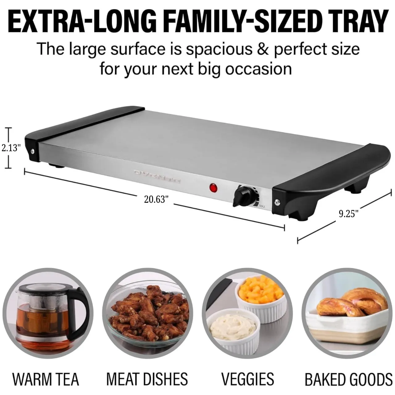 Electric Warming Tray - Silver - Image 2