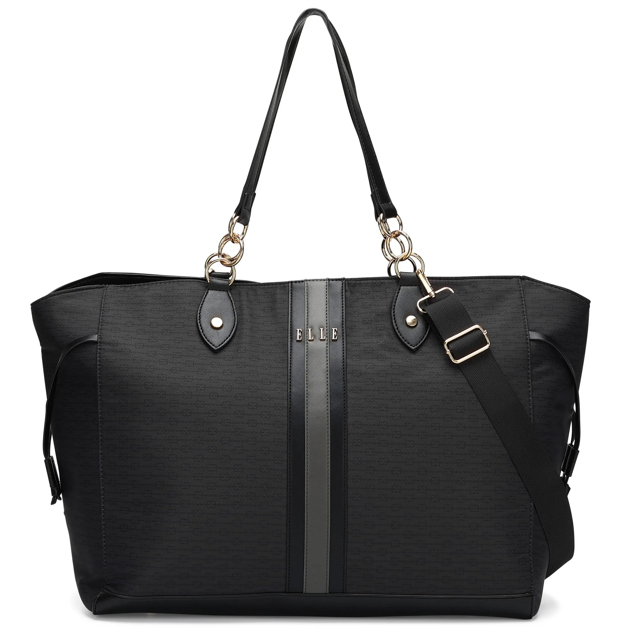 ELLE Luggage Eleganza 32L Monogram Weekender Tote Bag - Black - Image 4