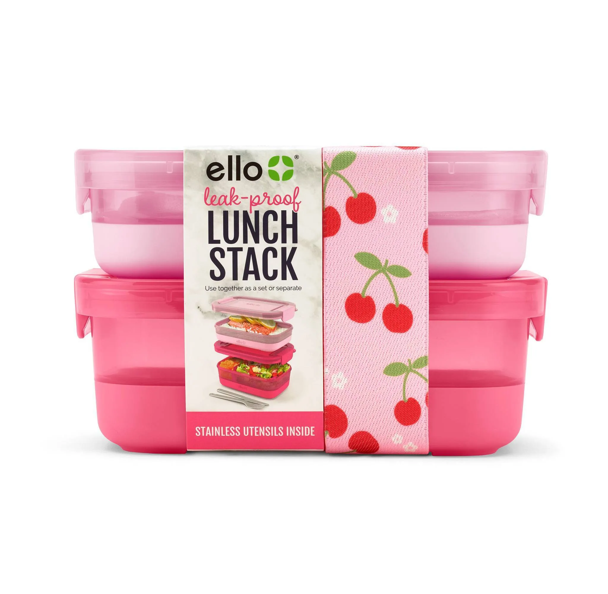 Ello Plastic Lunch Stack Food Storage Container Pink - Image 4
