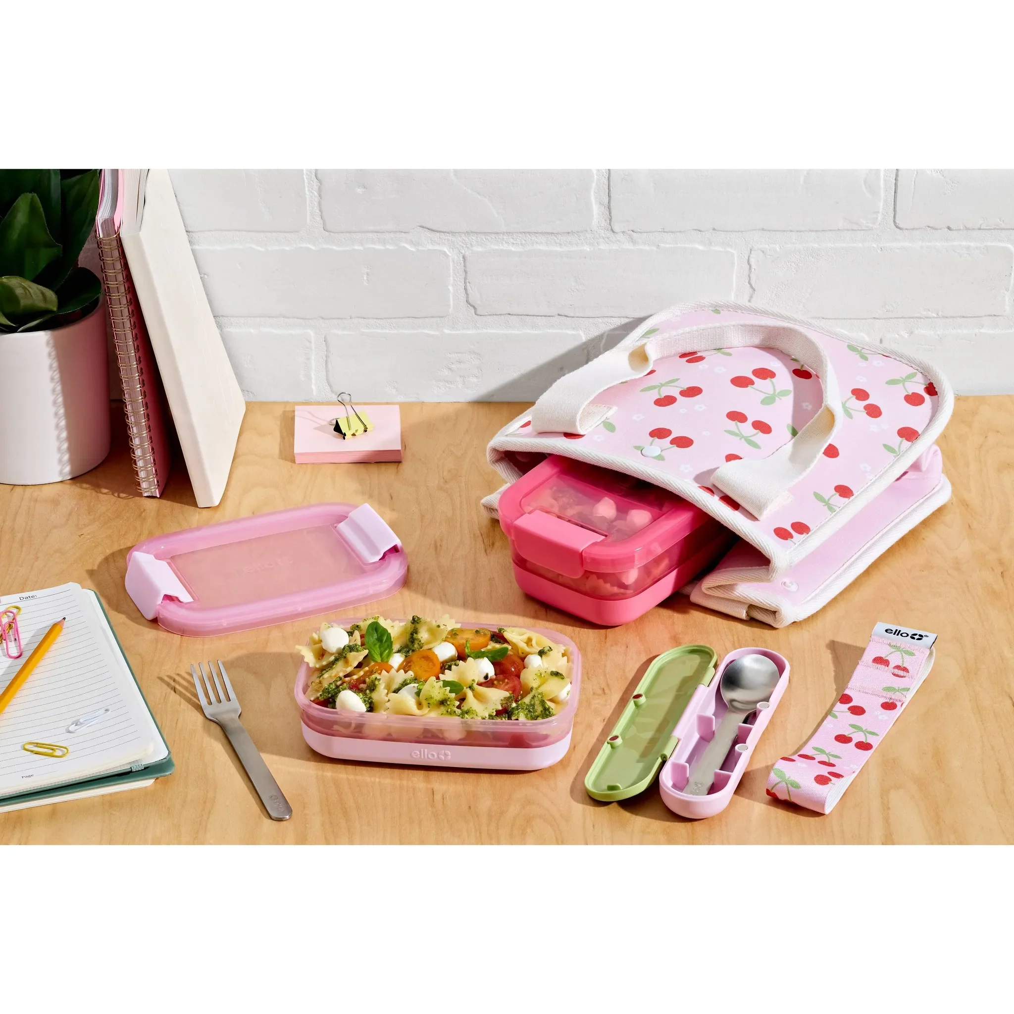 Ello Plastic Lunch Stack Food Storage Container Pink - Image 2