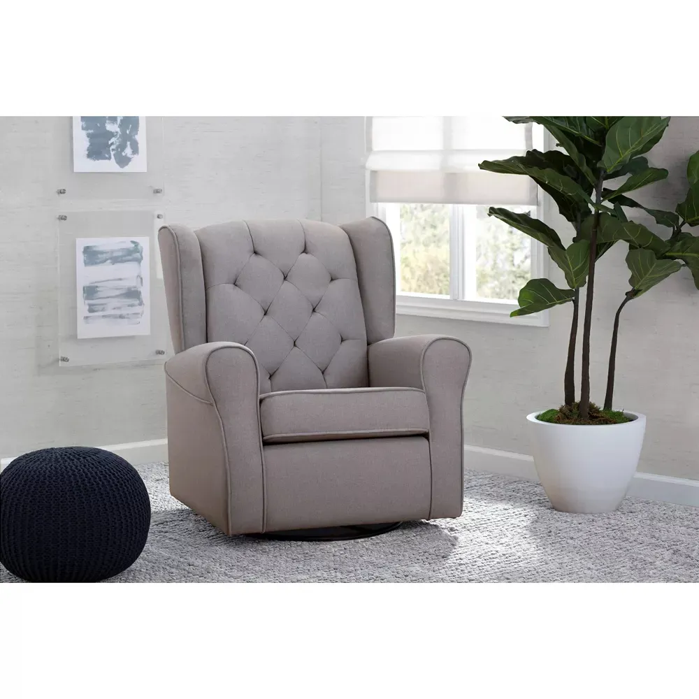 Emma Nursery Glider Swivel Rocker Chair - Elegant French Gray - Image 3