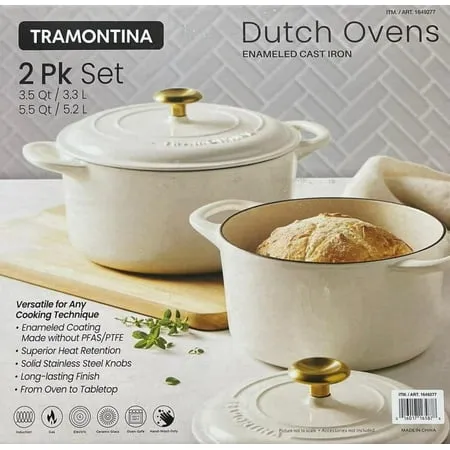 Enameled Cast Iron Dutch Ovens 3.5 & 5.5 Qt Set