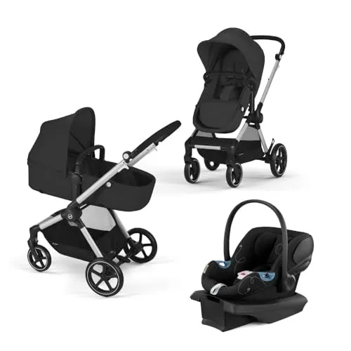 Eos 5-in-1 Travel System Stroller + Lightweight Aton G Infant Car Seat - Moon Black