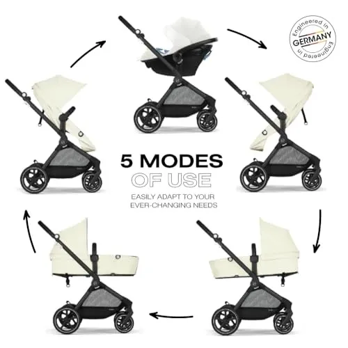 Eos 5-in-1 Travel System Stroller + Lightweight Aton G Infant Car Seat - Seashell Beige - Image 4