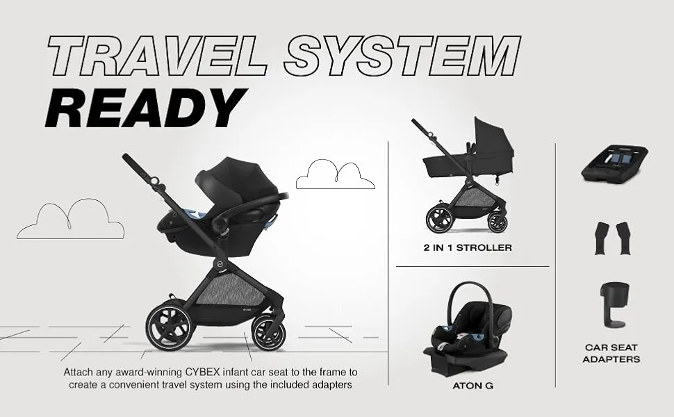 Eos 5-in-1 Travel System Stroller + Lightweight Aton G Infant Car Seat - Seashell Beige - Image 4