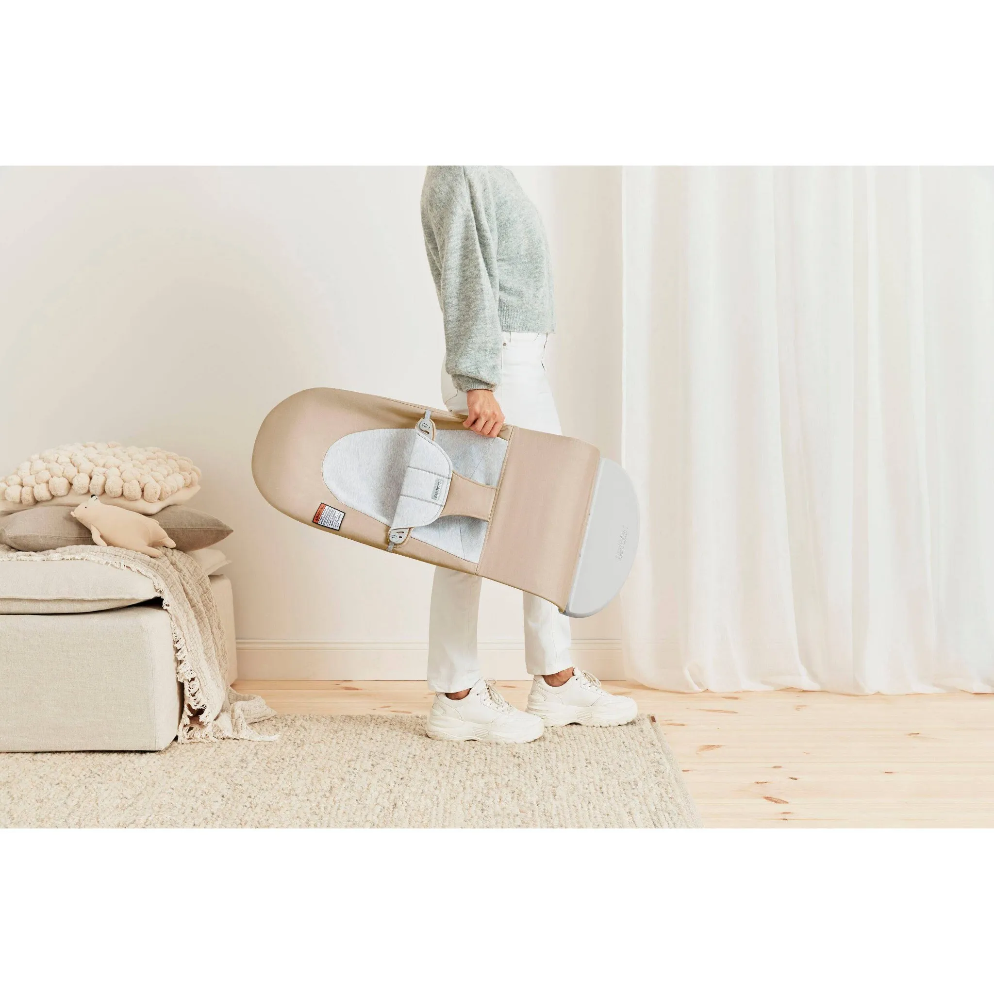 Ergonomic Baby Bouncer - Beige/Grey - Image 4