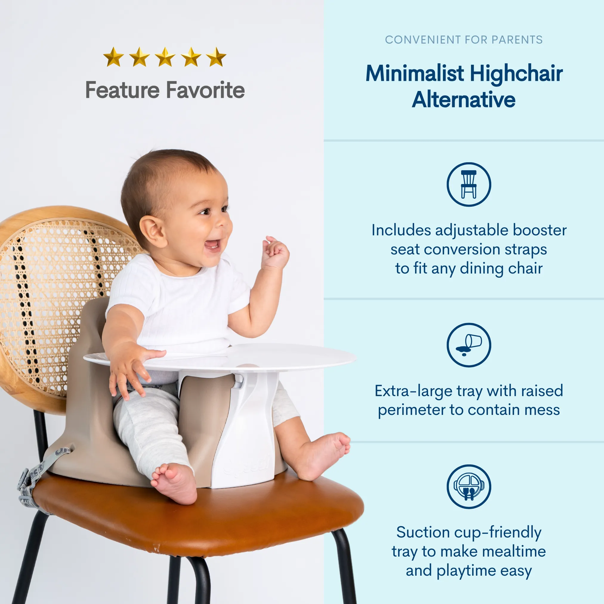 Ergonomic Baby Floor And Booster Seat With Tray - Taupe - Image 5