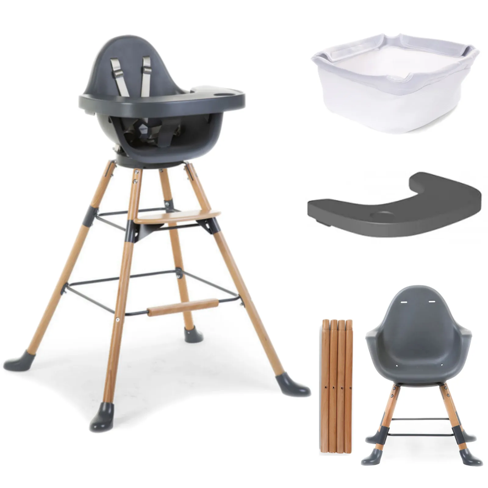 Evolu One.80° Convertible High Chair with Tray - Anthracite - Image 5