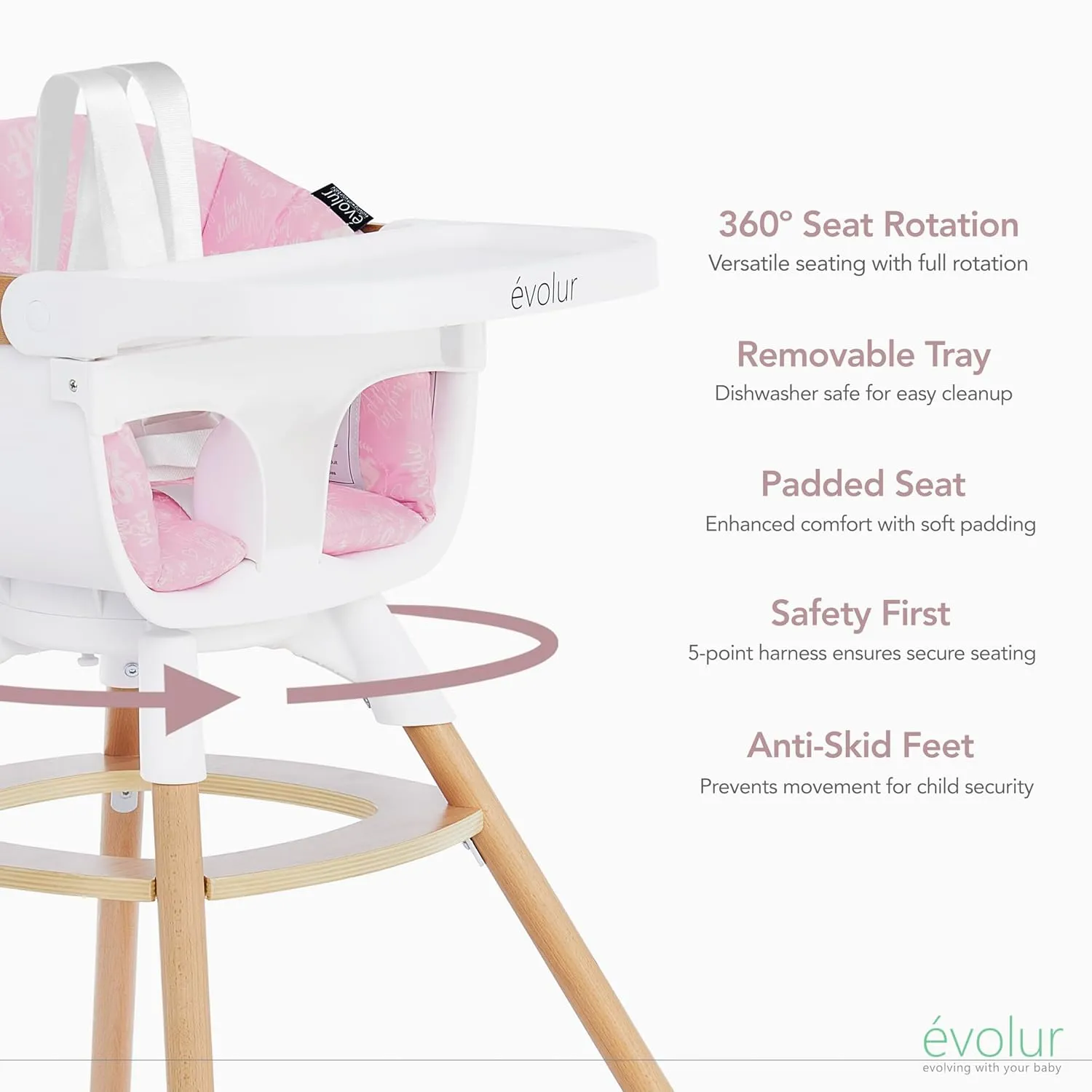 Ann Beechwood 4-in-1 Highchair - Pink - Image 3
