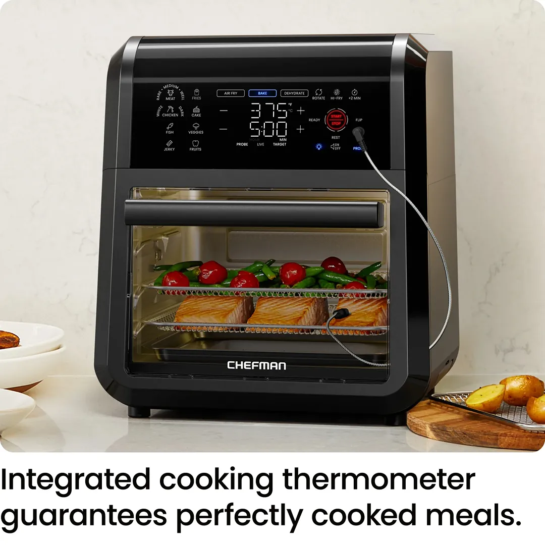 ExacTemp 12 Quart 5-in-1 Air Fryer with Integrated Smart Thermometer 28 Presets - Black - Image 4