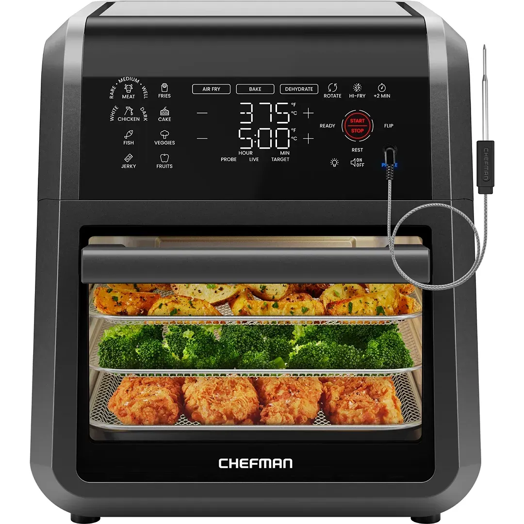 ExacTemp 12 Quart 5-In-1 Air Fryer With Integrated Smart Thermometer - Black