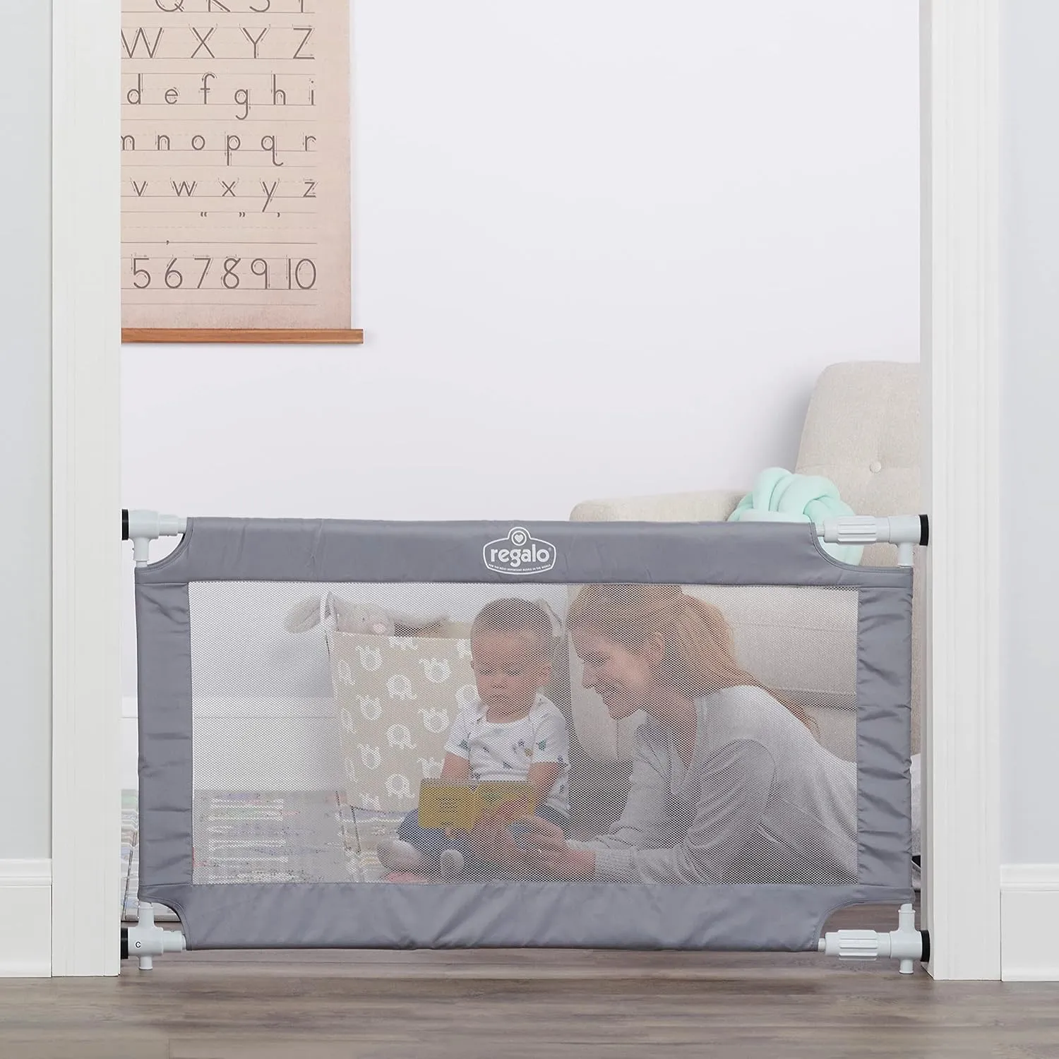 Expandable Mesh Gate - Gray/White - 28" - Image 2