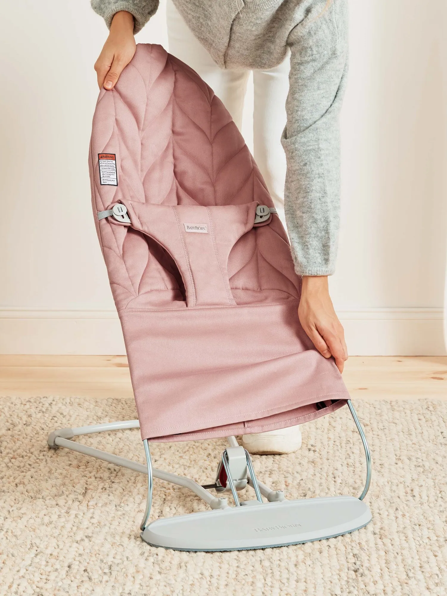 Extra Fabric Seat for Bouncer Bliss - Dusty Pink / Woven, Petal Quilt - Image 5