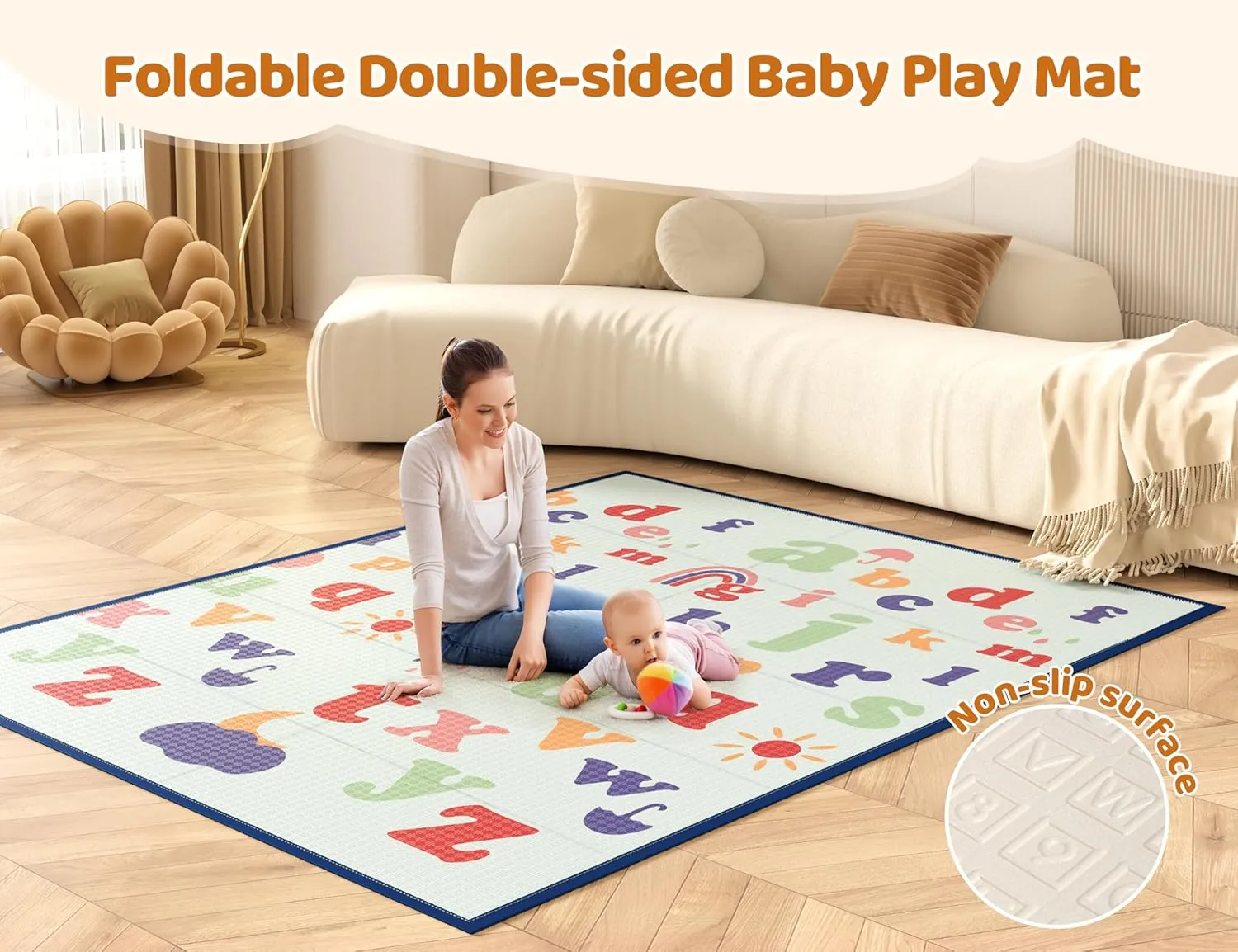 Extra Large Baby Playpen with Mat - Blue - Image 5