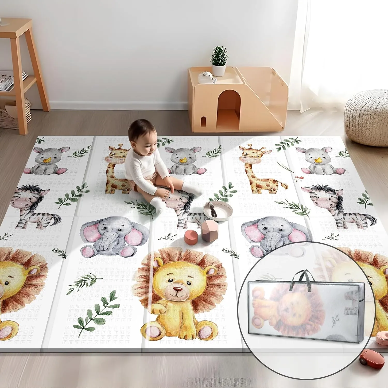 Extra Large Foldable Baby Play Mat - Non-Toxic Waterproof Foam, 79x71 Anti-Slip Crawling Mat for Toddlers & Infants - Image 5