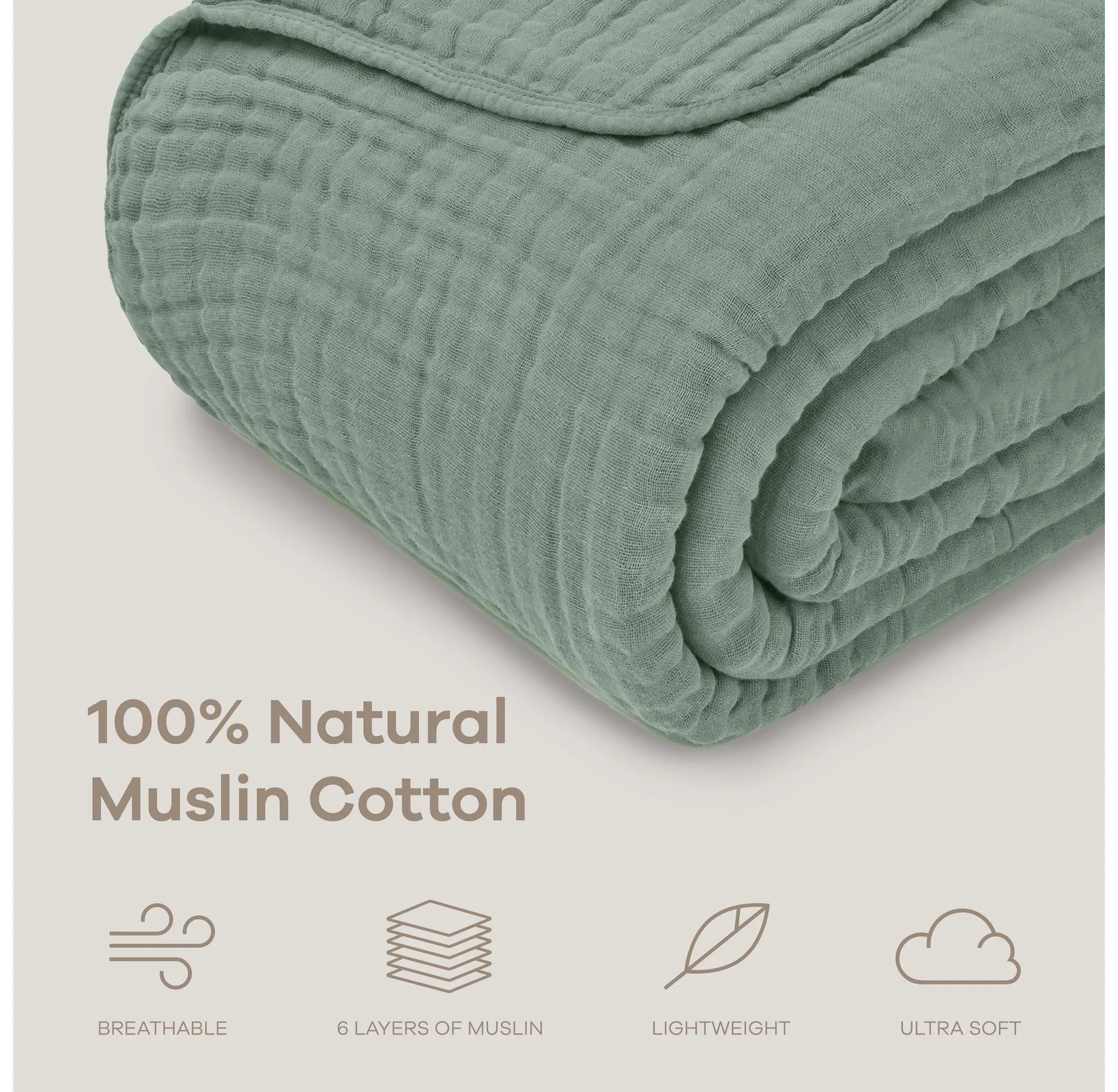 Extra Large Muslin Cotton Blanket - Fern - Image 4
