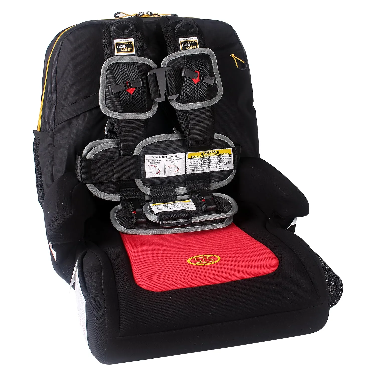 Extra Small Black RideSafer Travel Vest & TravelSmarter Booster Seat Combo, Lightweight, Compact, Portable Car Seat - Perfect for Travel and Everyday Child Safety - Image 2