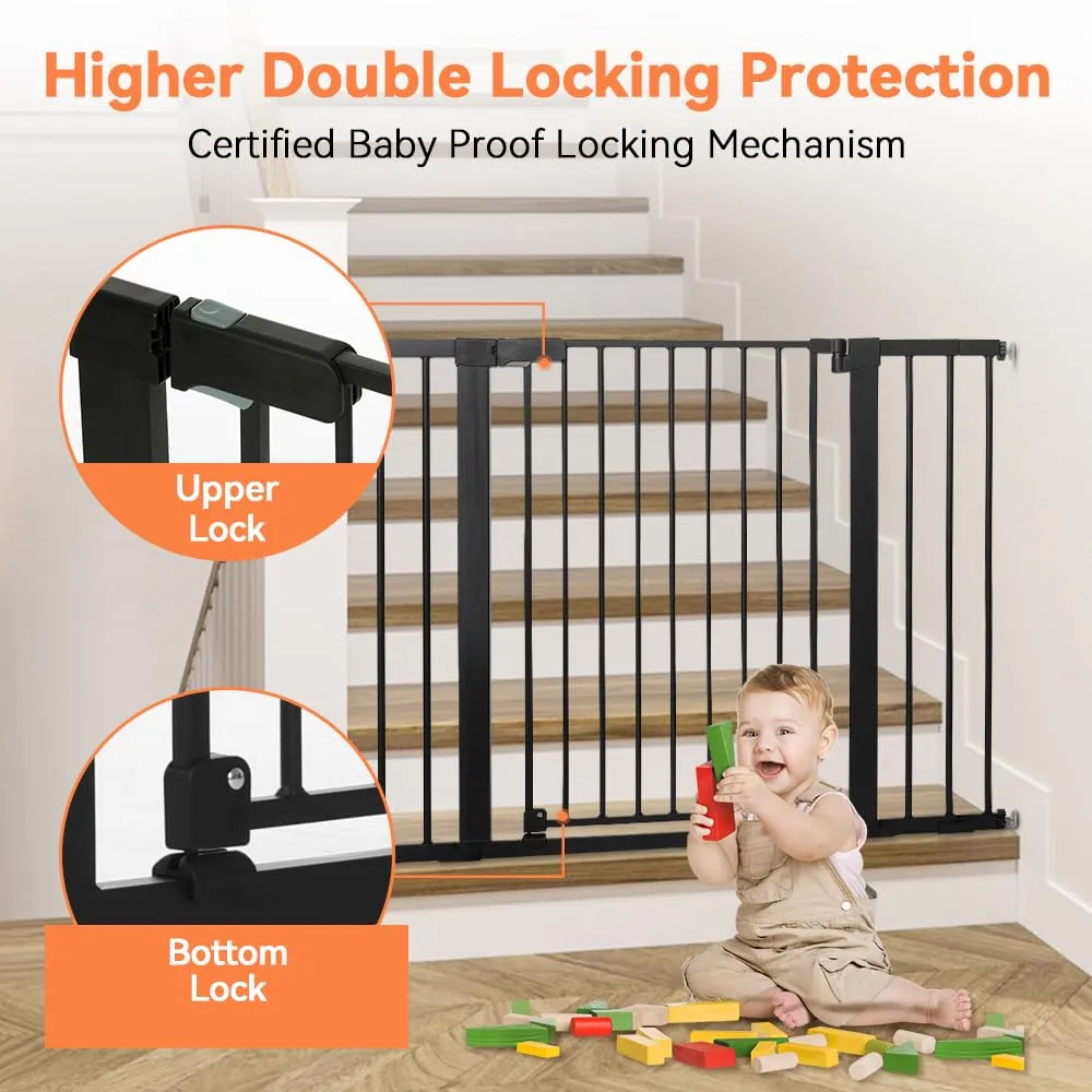 Extra Tall Baby Gate for Stairs and Doorways - Black - Image 6