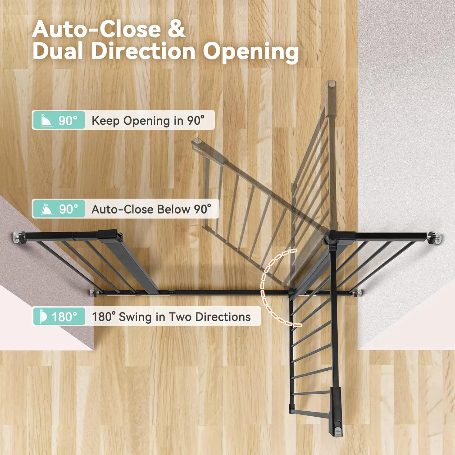 Extra Tall Baby Gate for Stairs and Doorways - Black - Image 5