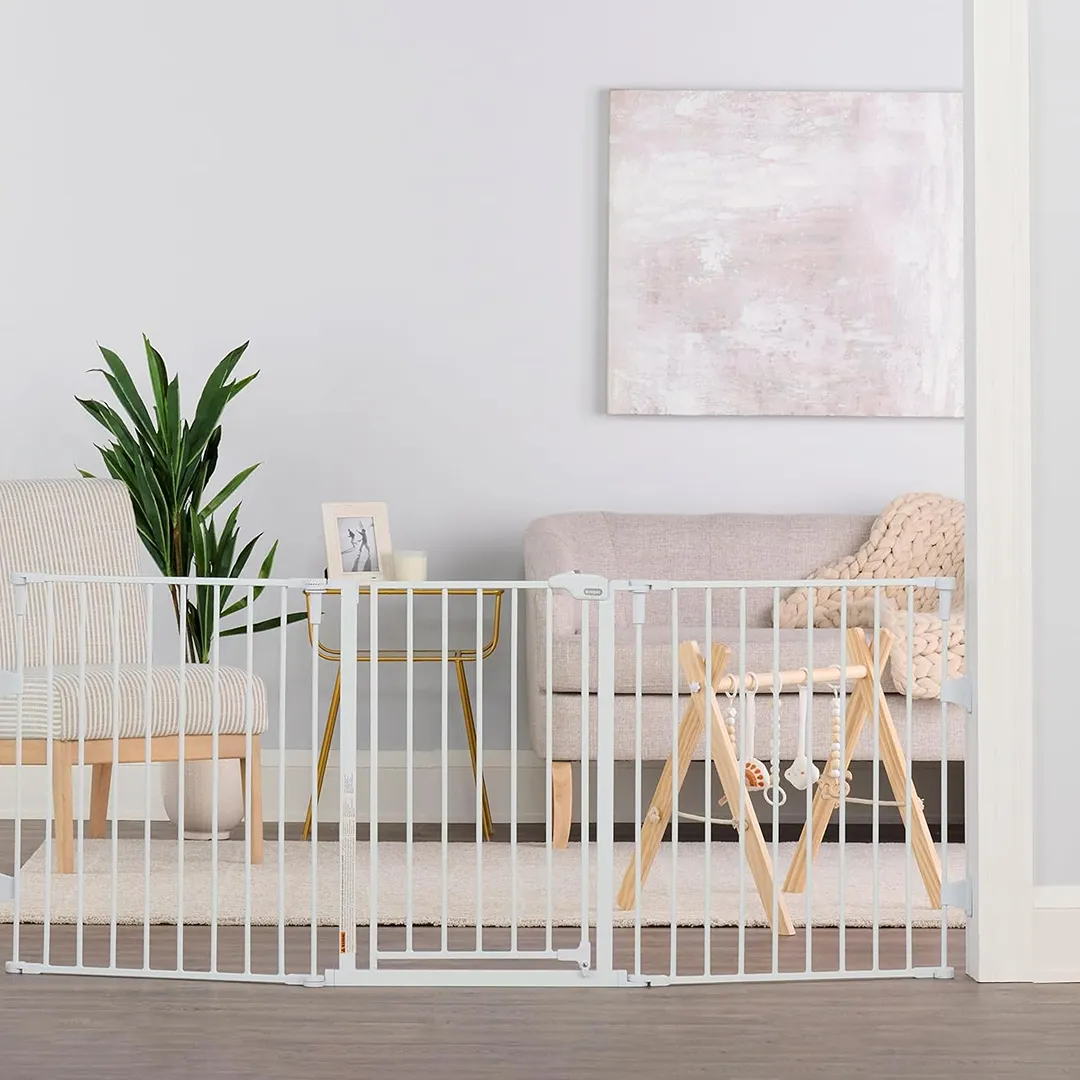 Extra Wide Metal Pet Gate - White