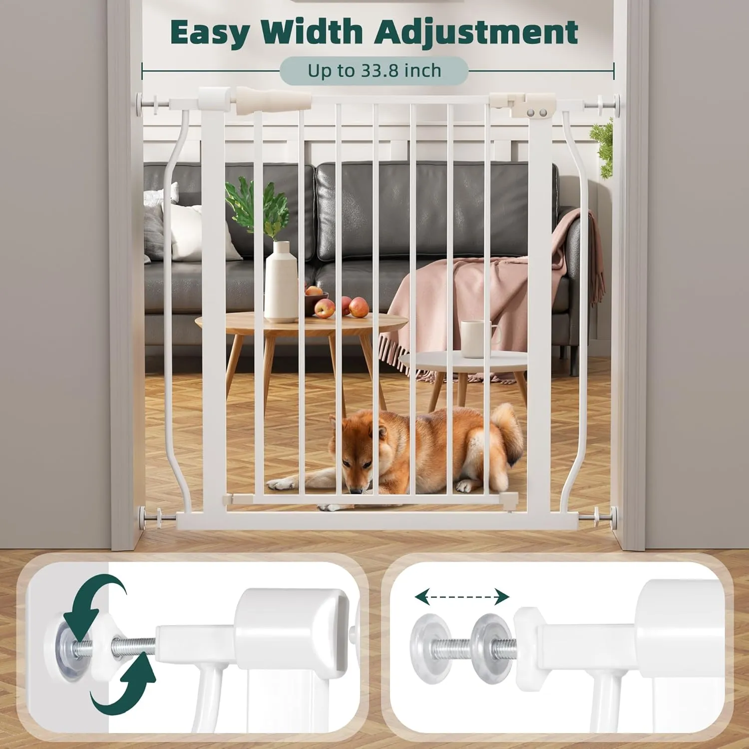 Extra Wide Pressure Mount Dog Gate - White - Image 5