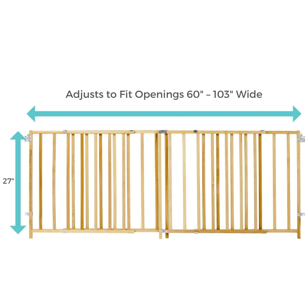 Extra Wide Swing Wooden Gate - Fits 60"-103" - Image 2
