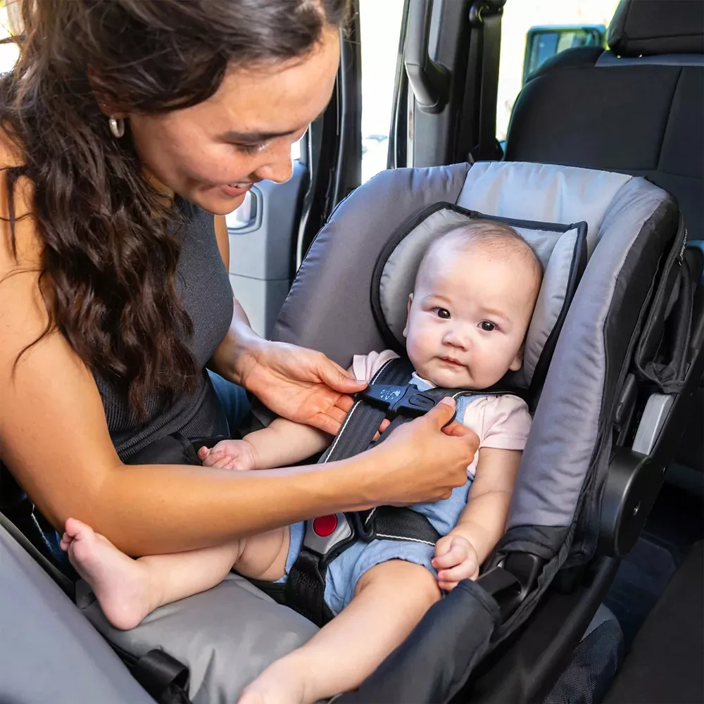 EZ-Lift 35 Plus Ergonomic Lightweight Rear Facing Infant Car Seat with Multi Position Base and Cozy Cover - Stormy Gray/Black - Image 2